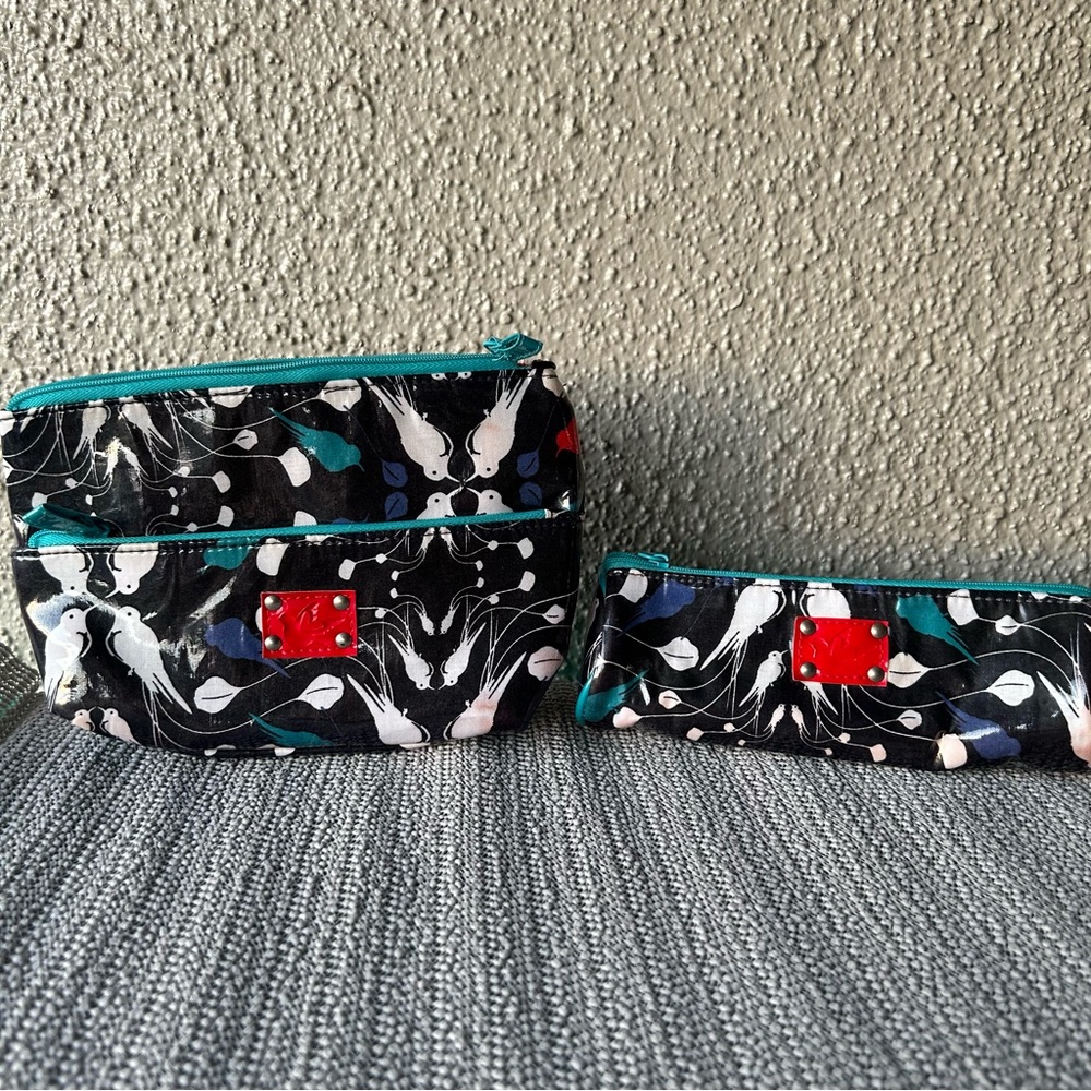 Bird print makeup bag and pencil case bags new NWOT